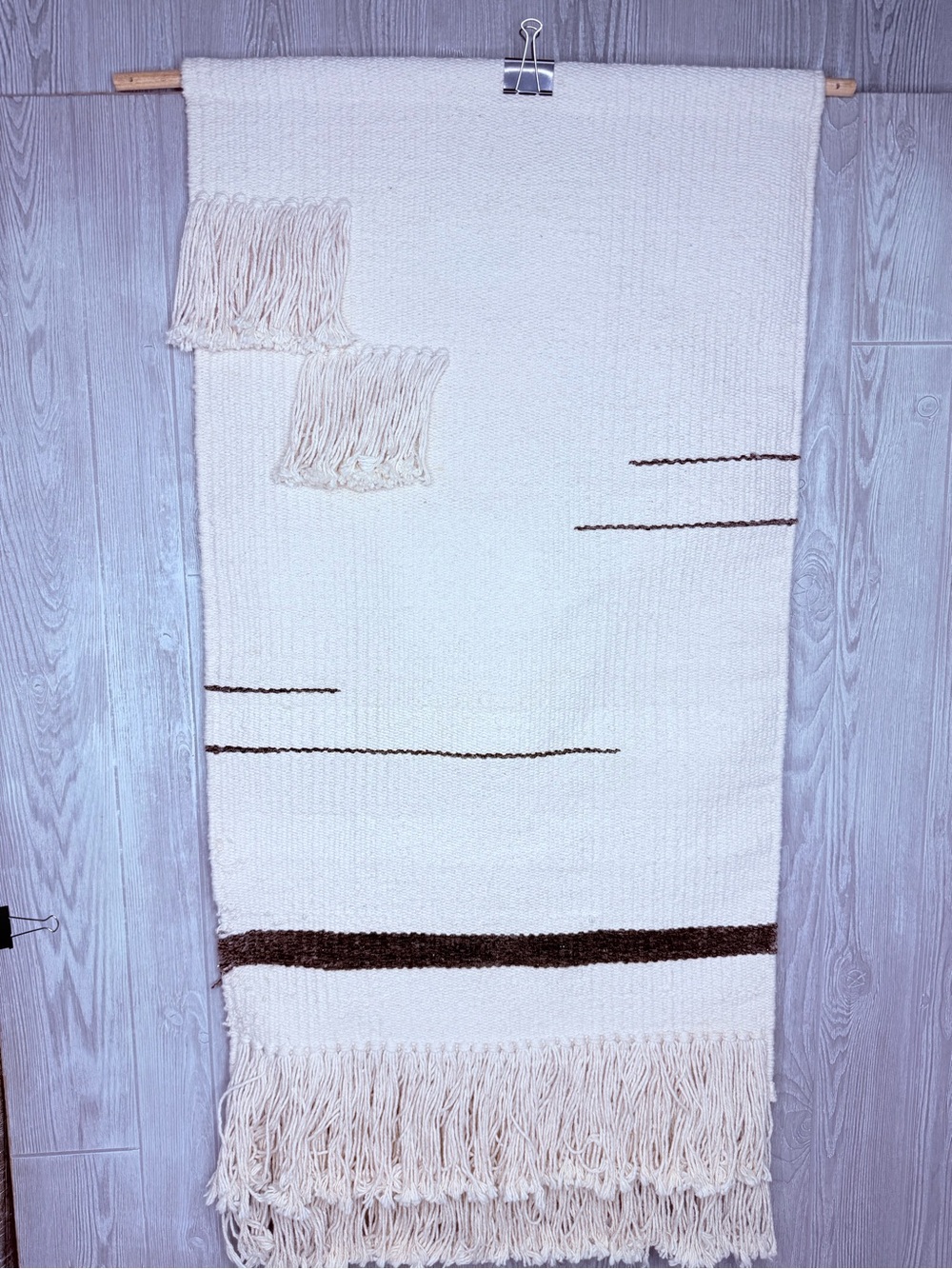 Giant woven fringe macreme style hanging wall art “ rug “ yarn decoration